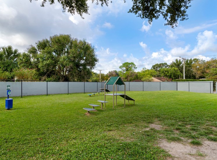 Dog Park with Agility Equipment in grass